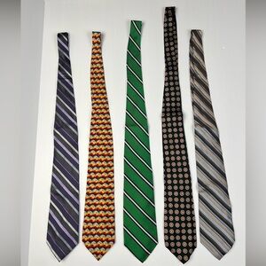 Vintage Lot Of 5 Neckties Grant Thomas harvé bernar & More Silk Assorted Brand